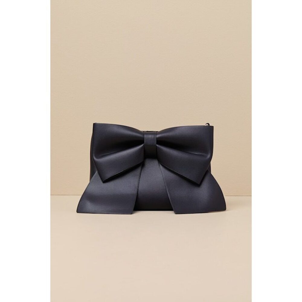 Lulus Compellingly Chic Black Bow Crossbody Bag - Size One Size